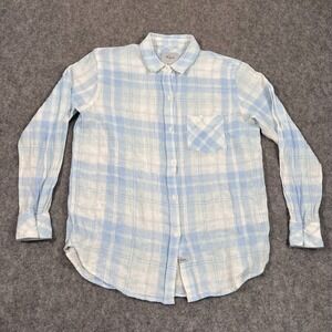 Rails Rockport Blue Plaid Linen Charlie Button Down Shirt Women's Size Small